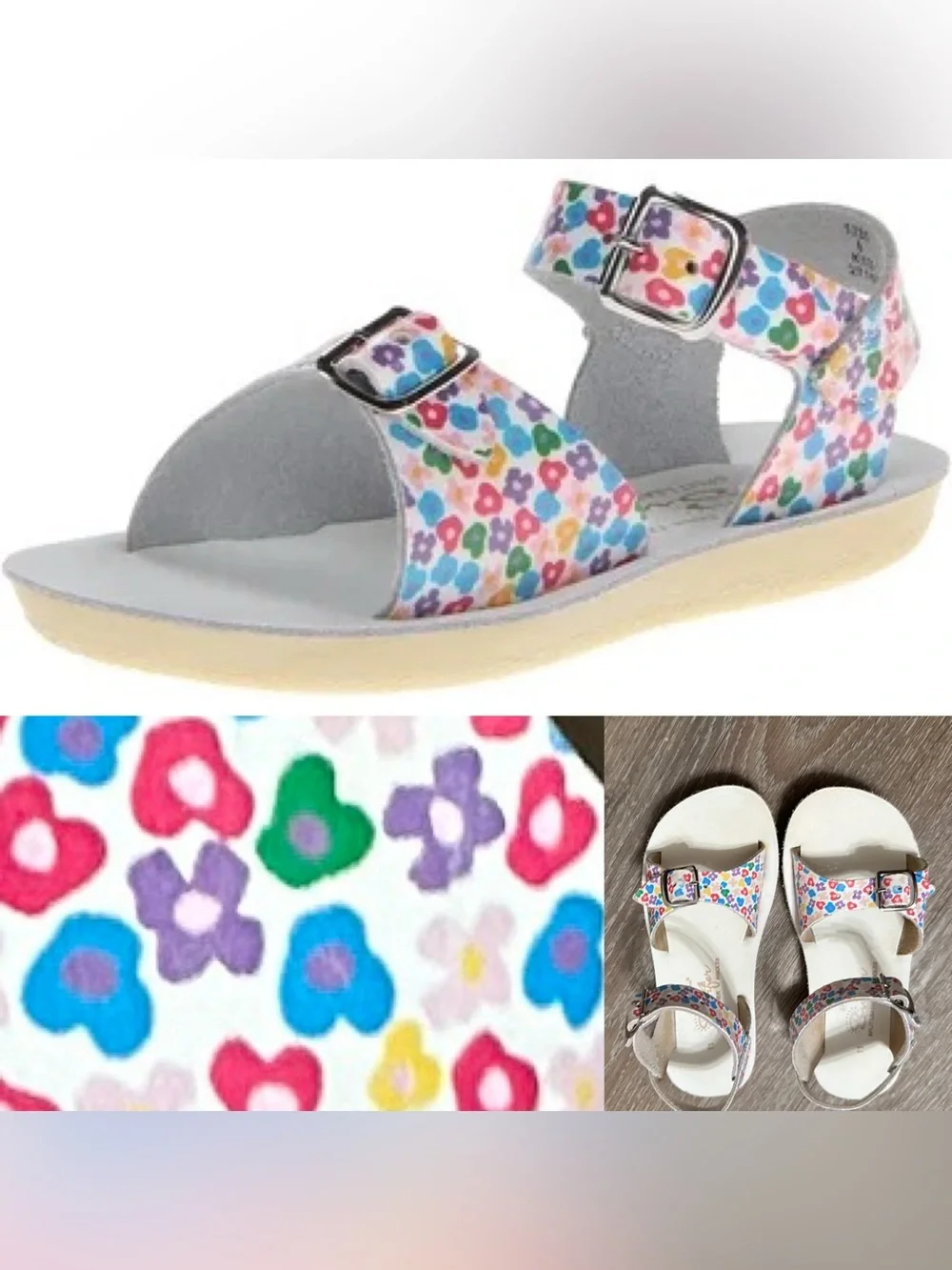 little girls The Salt Water Sandals shoes Sun-San Surfer in floral Size 11 Vgc